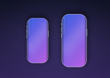 Symbolic image of the iPhone 20 displays showing two device outlines of different sizes=