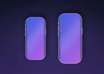 Symbolic image of the iPhone 20 displays showing two device outlines of different sizes=