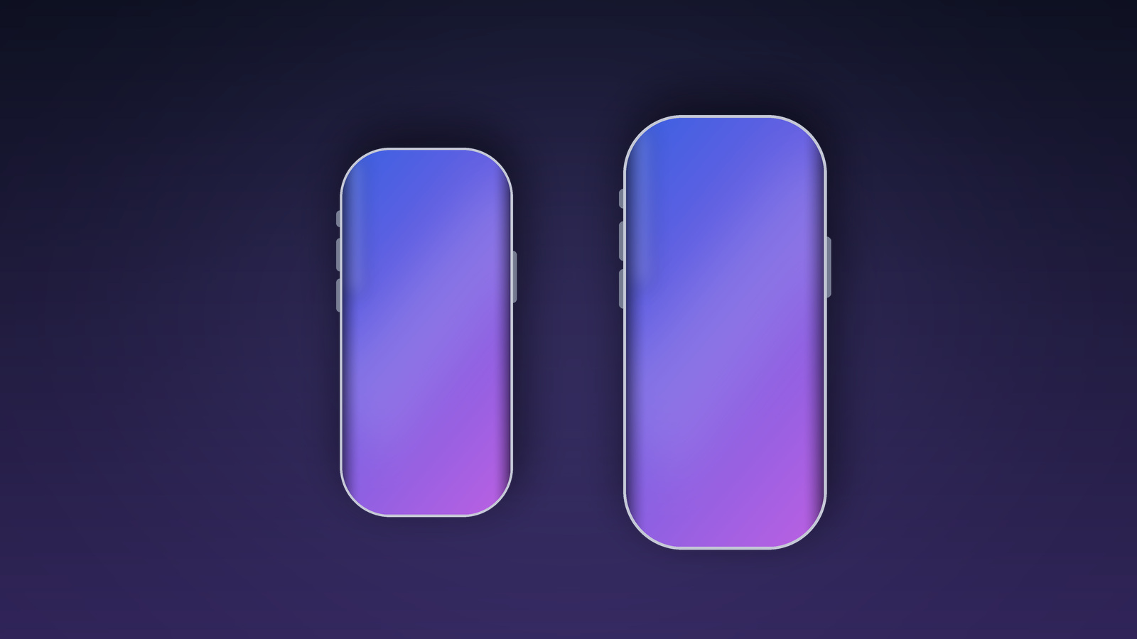 Symbolic image of the iPhone 20 displays showing two device outlines of different sizes with edge-to-edge screens