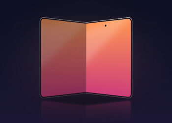 Symbolic image of the iPhone Ultra 3: drawn device outline half open at a book angle with a continuous display area