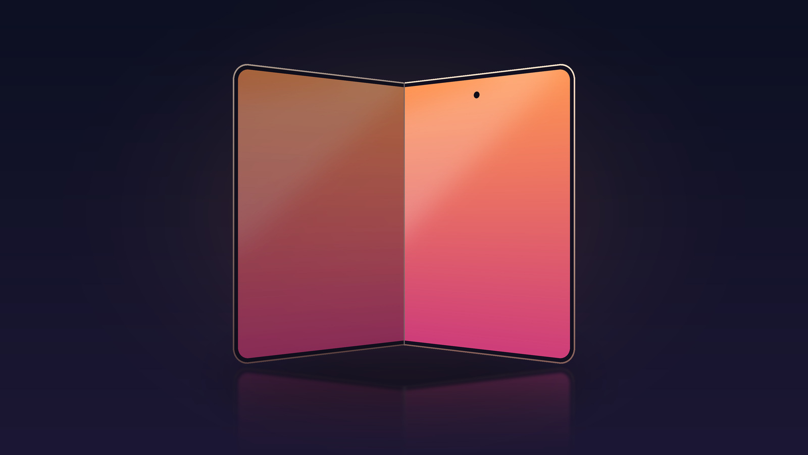 Symbolic image of the iPhone Ultra 3: drawn device outline half open at a book angle with a continuous display area