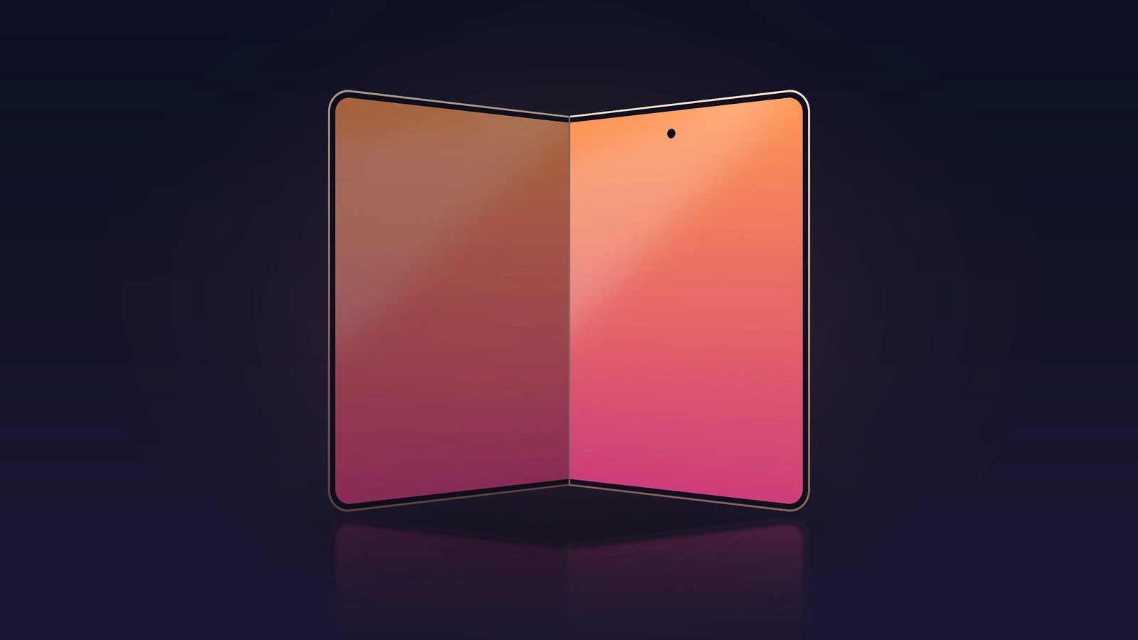 Symbolic image of the iPhone Ultra 3: drawn device outline half open at a book angle with a continuous display area