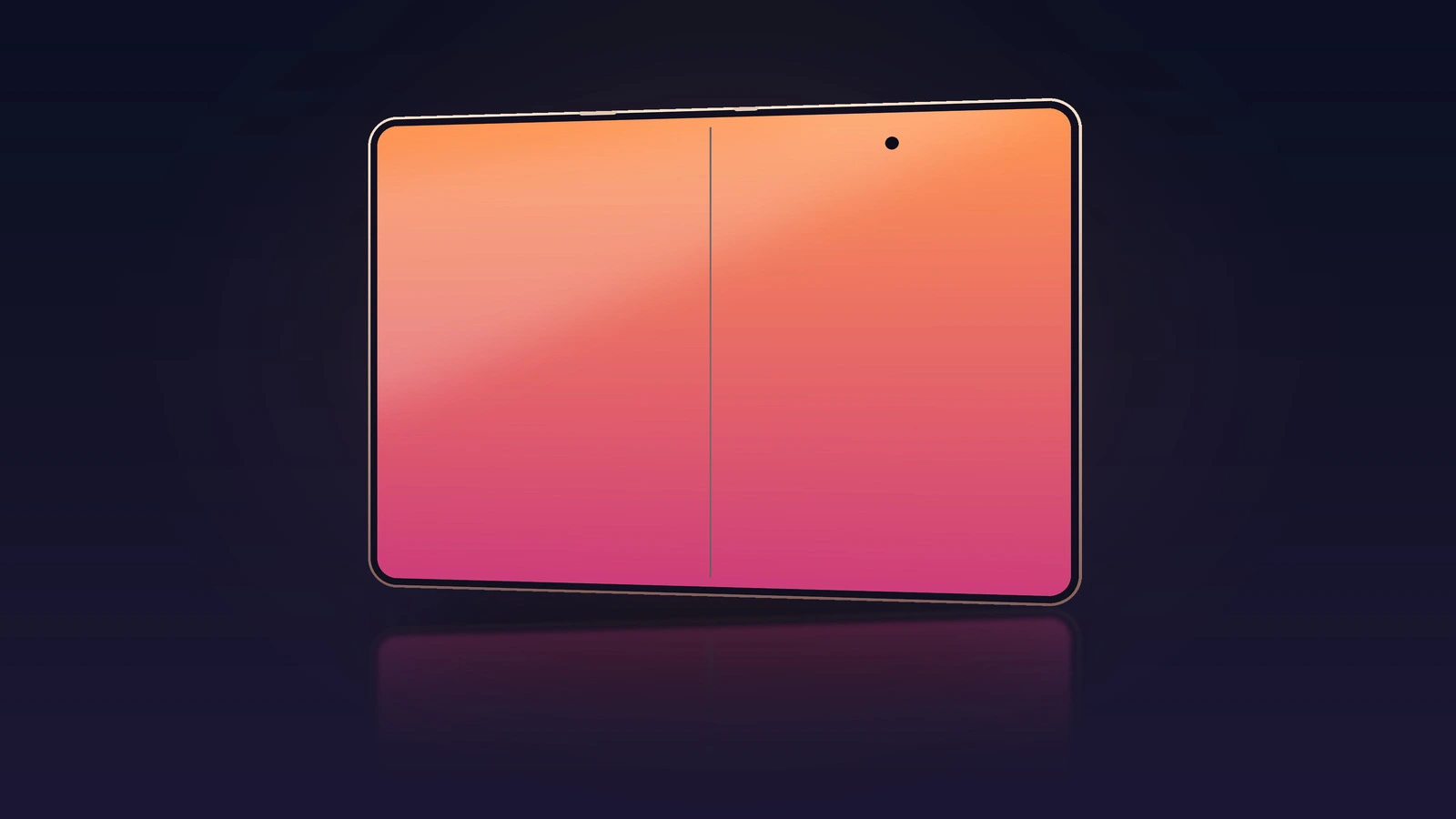 Symbolic image of the iPhone Ultra colors: drawn device outline in its unfolded state with a continuous display area and a central hinge line