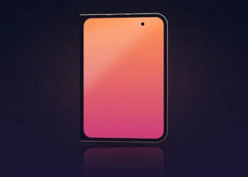Drawn outline of the folded iPhone Ultra with square corners on the hinge side and rounded corners opposite, matching the leaked iPhone Ultra screen protectors