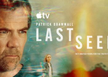 Patrick Brammall in the key art for the Apple TV series Last Seen, with the main character's missing daughter in the background