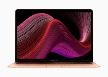MacBook Air 2018 outdated: Apple's Retina MacBook Air, opened against a light background