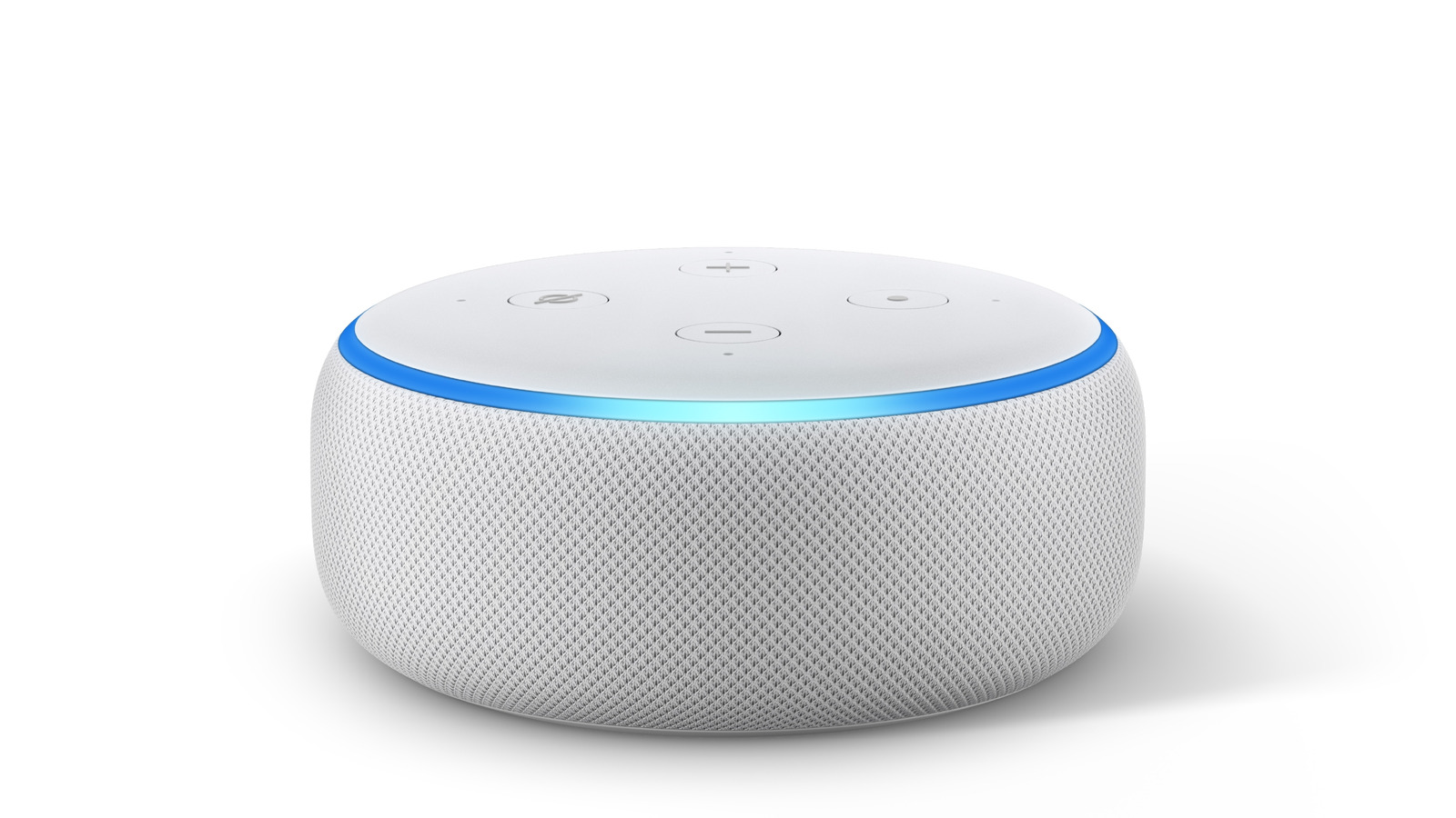 Third-generation Amazon Echo Dot in white, whose round shape is said to resemble the reported OpenAI speaker