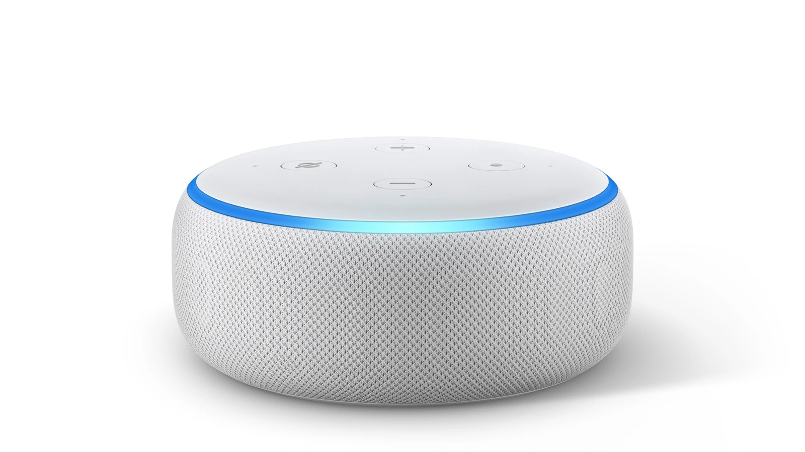 Third-generation Amazon Echo Dot in white, whose round shape is said to resemble the reported OpenAI speaker