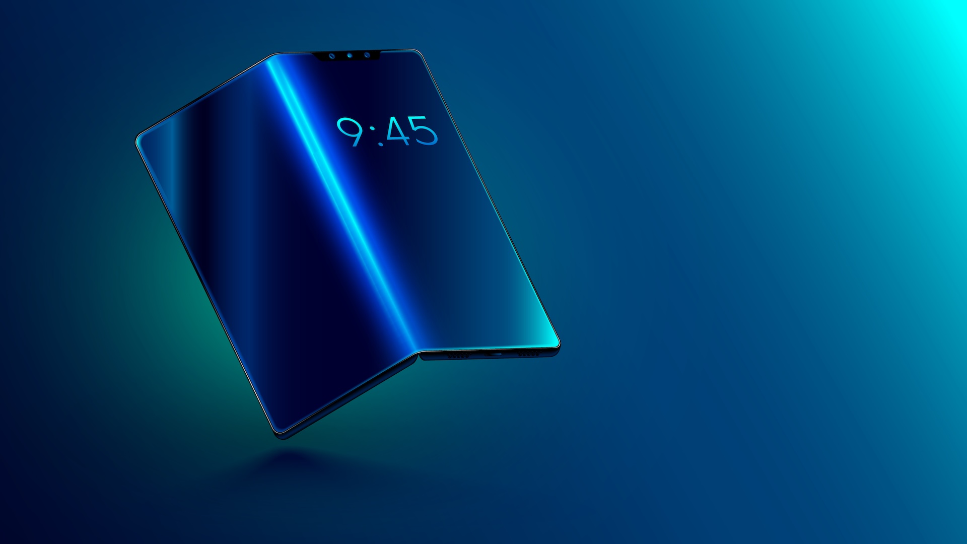 Symbolic image for the production of the iPhone Ultra: Illustration of a foldable smartphone with a flexible display
