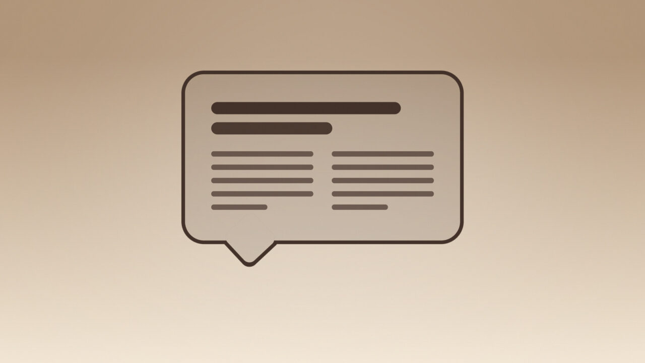 Symbolic image for Siri AI news: illustrated speech bubble with newspaper lines on a golden gradient