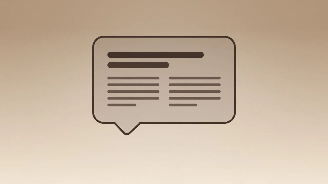 Symbolic image for Siri AI news: illustrated speech bubble with newspaper lines on a golden gradient