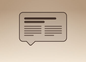 Symbolic image for Siri AI news: illustrated speech bubble with newspaper lines on a golden gradient