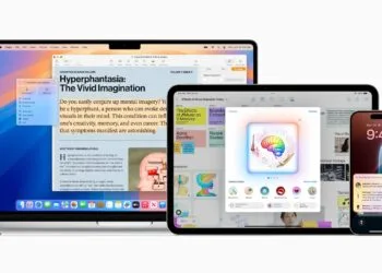 MacBook, iPad and iPhone showing Apple Intelligence with Writing Tools – the connection between Siri and Qwen was described for the Mac only