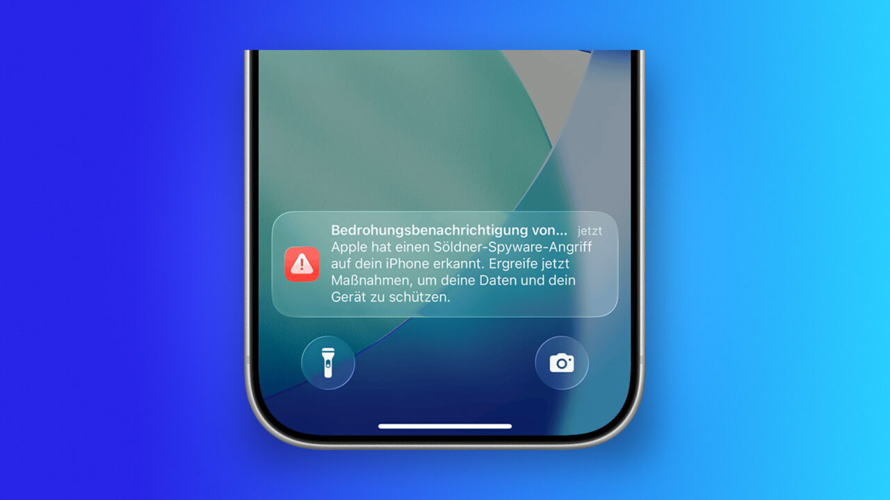 Apple threat notification about a mercenary spyware attack on an iPhone Lock Screen