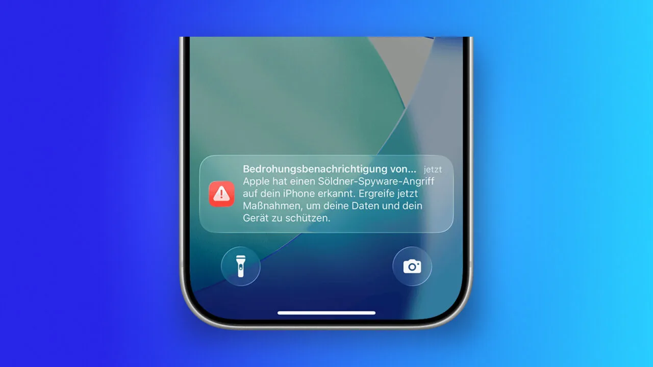 Apple threat notification about a mercenary spyware attack on an iPhone Lock Screen