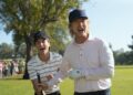 Owen Wilson and Peter Dager celebrating on the golf course in season two of Stick