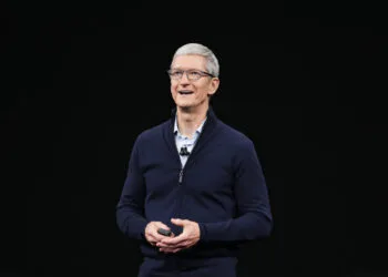 Tim Cook on his last day as Apple CEO speaking on an Apple stage