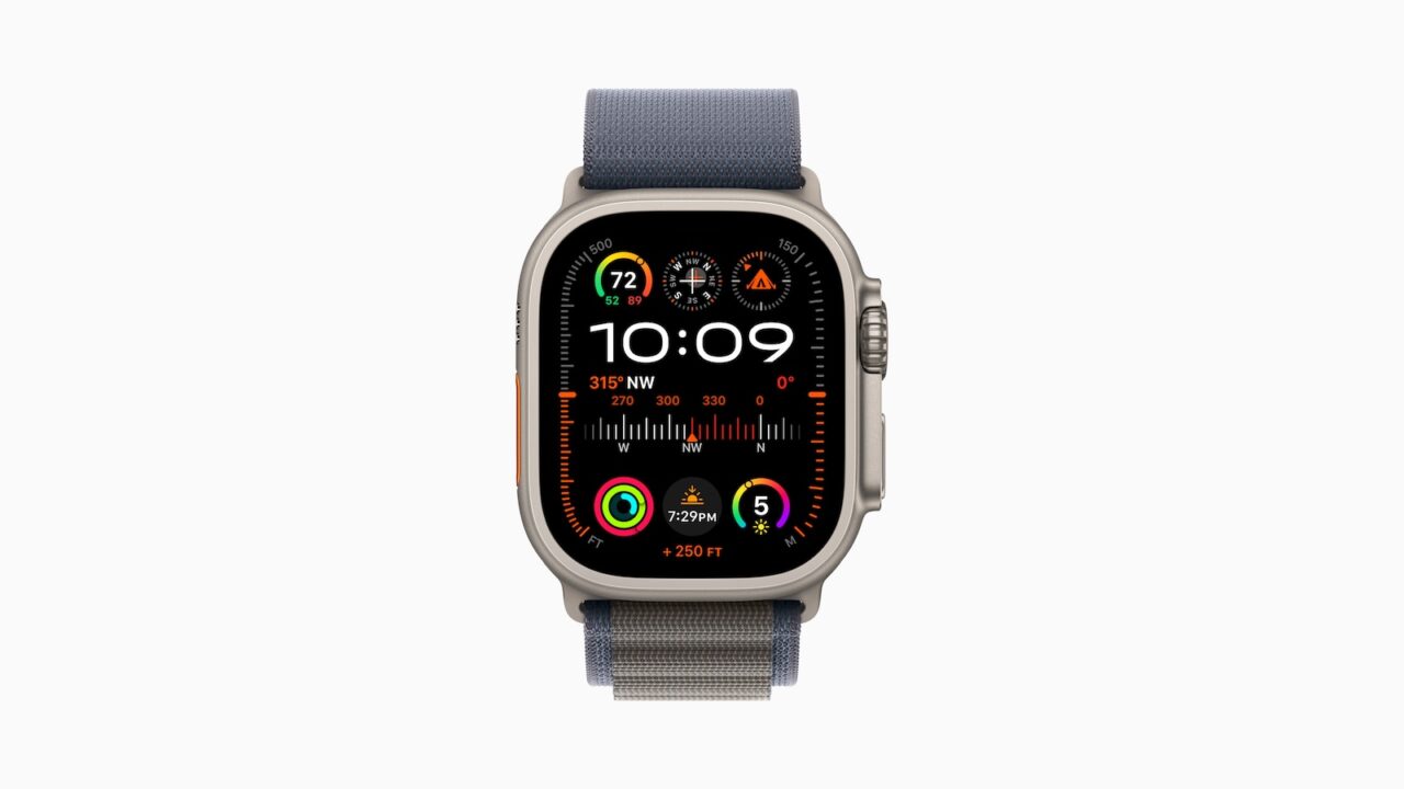 Apple Watch Ultra 2 showing the Modular Ultra watch face, whose layout inspires the Modular watch face in watchOS 27