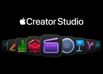 Apple Creator Studio wordmark above a row of app icons with Final Cut Pro in the center on a black background