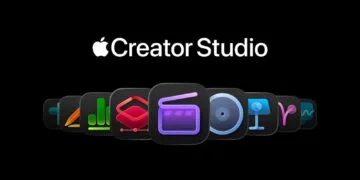 Apple Creator Studio wordmark above a row of app icons with Final Cut Pro in the center on a black background