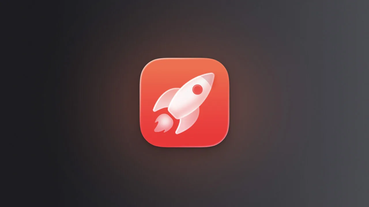Apple game controller: red app icon with a rocket on a dark graphite gradient