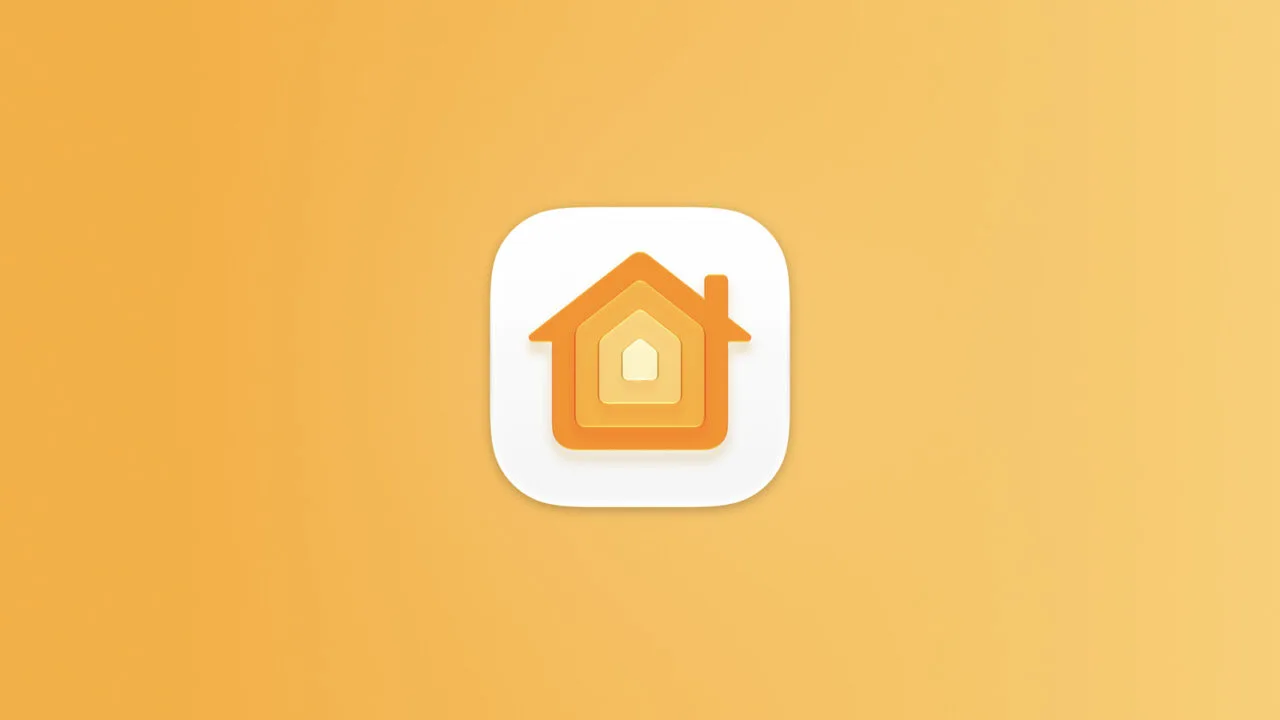 Symbolic image for Apple HomePad: Home app icon with an orange house on a yellow-orange gradient