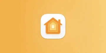 Symbolic image for Apple HomePad: Home app icon with an orange house on a yellow-orange gradient
