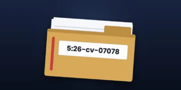 Symbolic image for the Apple OpenAI lawsuit: illustrated file folder showing the case number on a dark blue background