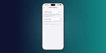 iPhone showing the ChatGPT extension settings page, where ChatGPT in Apple Intelligence has not yet been set up