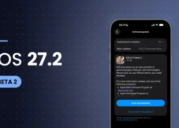 iPhone showing the software update settings with iOS 27.2 beta 2 and the update button
