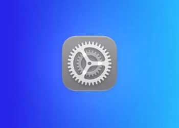 Settings app icon on a blue gradient representing the iPhone 18 Pro update after unboxing