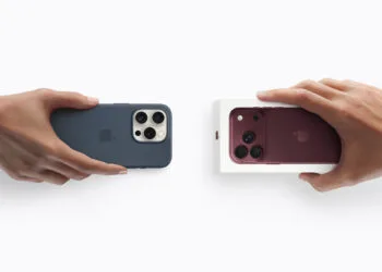 Pre-order iPhone 18 Pro: one hand passing over an older iPhone, another holding the new model in its box