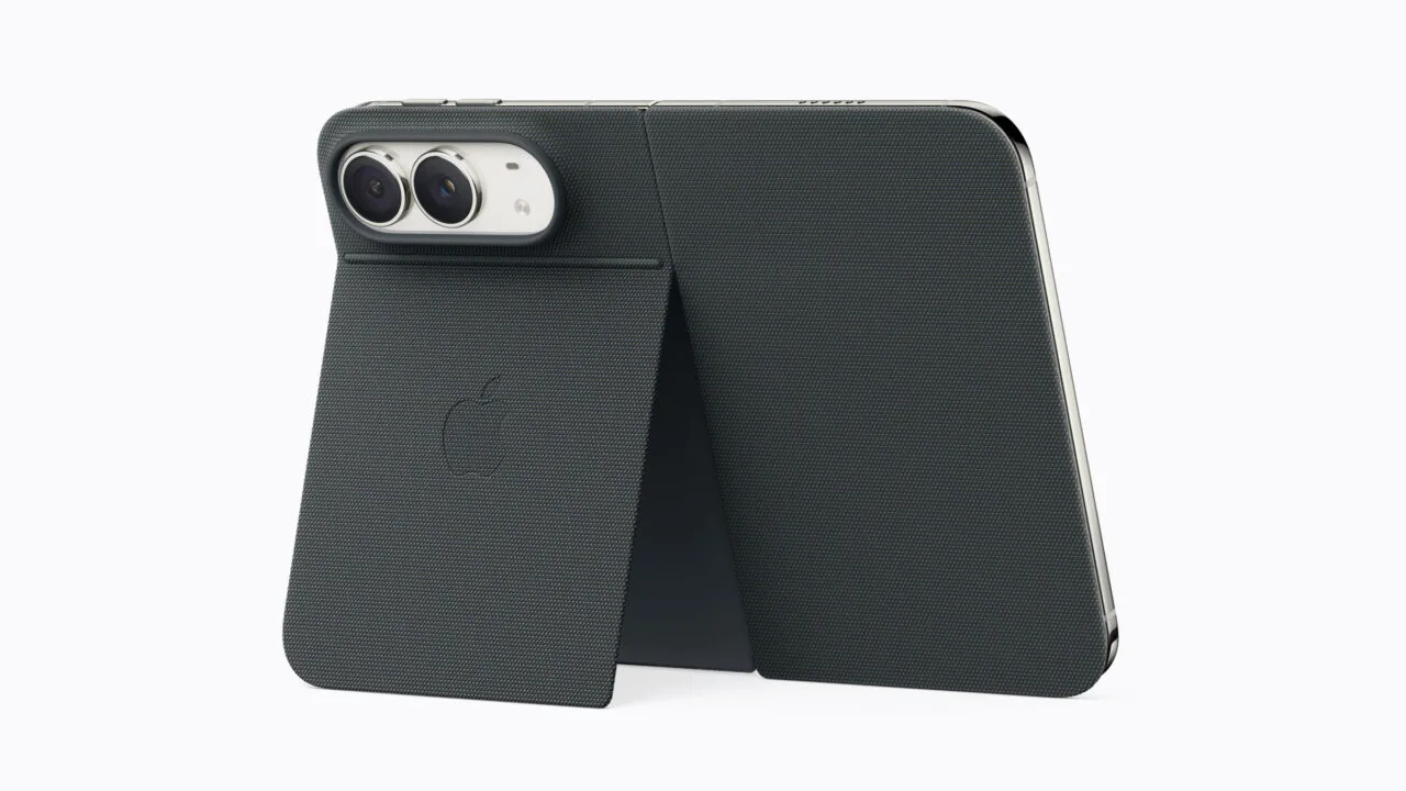 iPhone Duo Max rumors: first-generation iPhone Duo in its folio with the kickstand extended