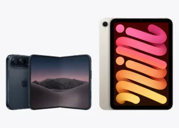 iPhone Duo unfolded next to the iPad mini in a true-to-scale size comparison