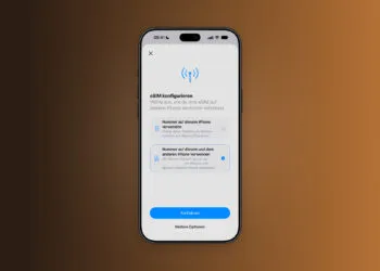 iPhone showing the Set Up eSIM screen with the option to use the number on two iPhones selected, the first step to set up iPhone Handoff