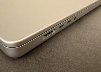 MacBook Ultra: port side of a MacBook Pro with MagSafe, USB-C and headphone jack