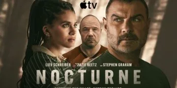Nocturne trailer: key art featuring Zazie Beetz, Stephen Graham and Liev Schreiber