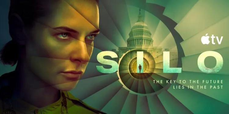 Silo season 4: key art showing Rebecca Ferguson as Juliette Nichols in front of the Capitol and the series title
