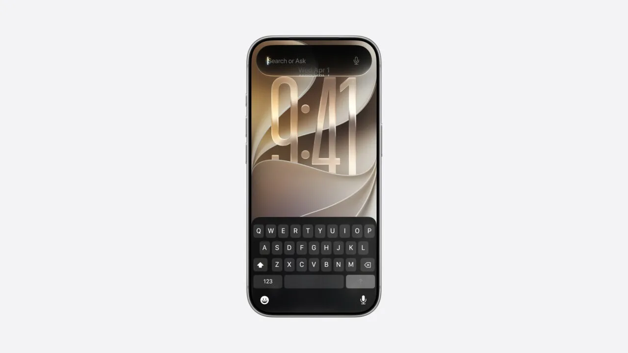 Swapping Siri AI models: iPhone showing the open search and ask bar above the lock screen