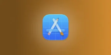 App Store guidelines: app icon with a pencil, brush and ruler forming an A on a blue grid, set against an orange background