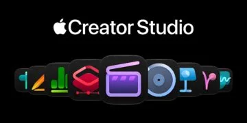 Apple Creator Studio lettering above the app icons of Final Cut Pro, Logic Pro, Pixelmator Pro, Keynote, Numbers and other creative apps