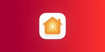 Apple Home LG cameras: Home app icon on a red gradient
