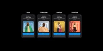 Leaked photo face setup screens in four variants, labelled with the possible Apple HomePad colours: Silver, Space Gray, Starlight and Rose Pink