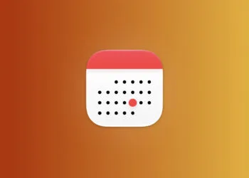 Symbolic image for Apple October 2026: Apple Calendar icon on an autumn gradient from rust to gold