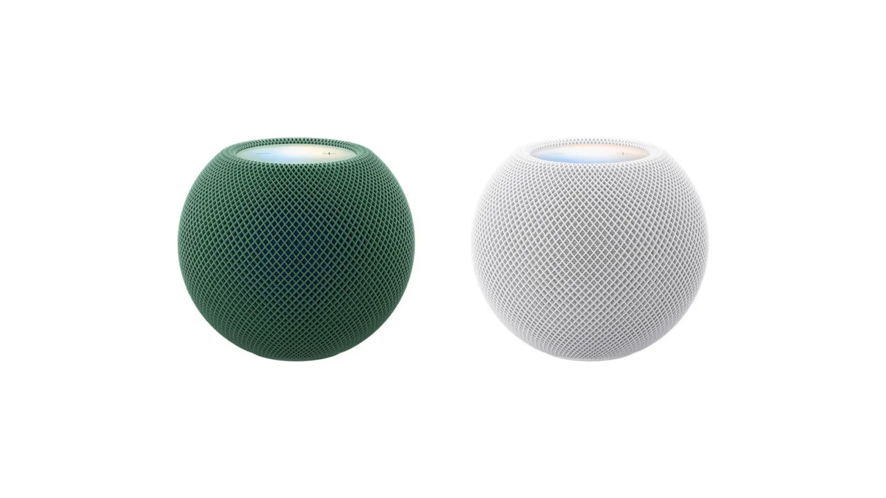 HomePod mini 2 vs. HomePod mini: two speakers in green and white side by side