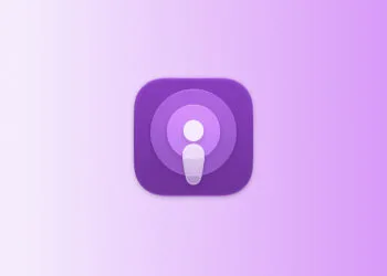 Symbolic image for Huxe: Apple Podcasts app icon on a light lavender to violet gradient