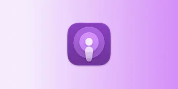 Symbolic image for Huxe: Apple Podcasts app icon on a light lavender to violet gradient