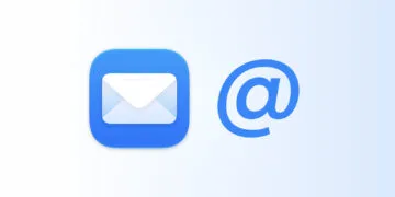 iCloud Mail icon next to a blue @ symbol on a light blue gradient – representing an iCloud Mail alias