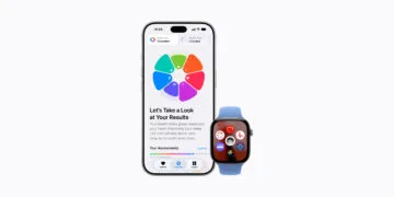 iOS 27.2 Health app in its new version with the Longevity view and Health Age on an iPhone, next to an Apple Watch with health apps