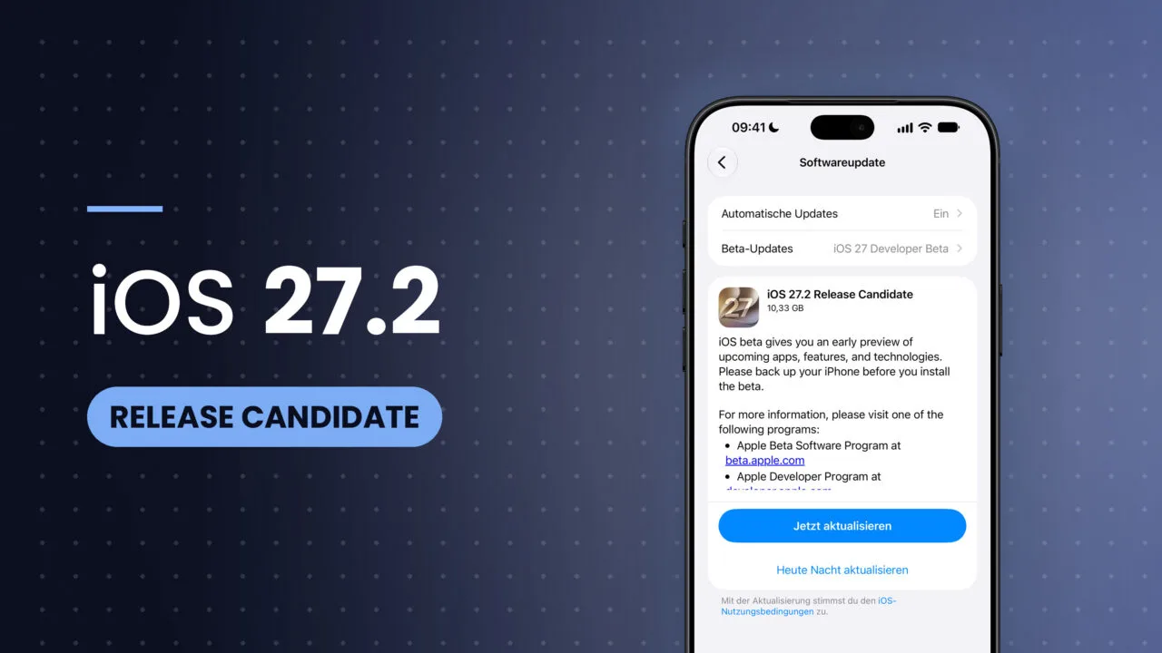 iOS 27.2 Release Candidate in the software update screen on an iPhone